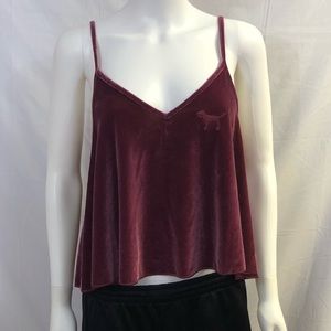 L Pink Victoria’s Secret Velvet Sleep Top NWT